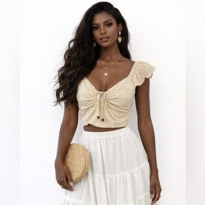Urban Romantics BoHo NWT tan crop top size small